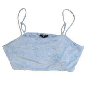 7 For All Mankind Crop Tank‎ Top Bralette Terry Cloth Blue XL Extra Large NWT